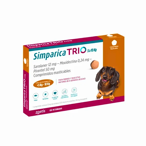 Empaque antiparasitario: Simparica Trio 2,6 - 5 kg