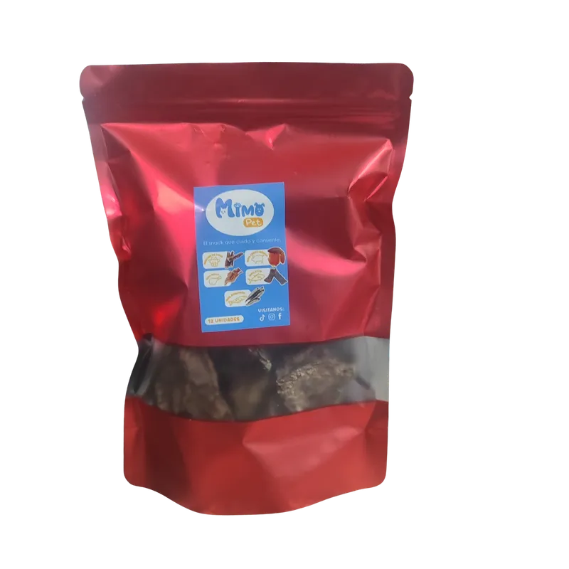 Empaque snack deshidratado: Mimopets pulmón deshidratados