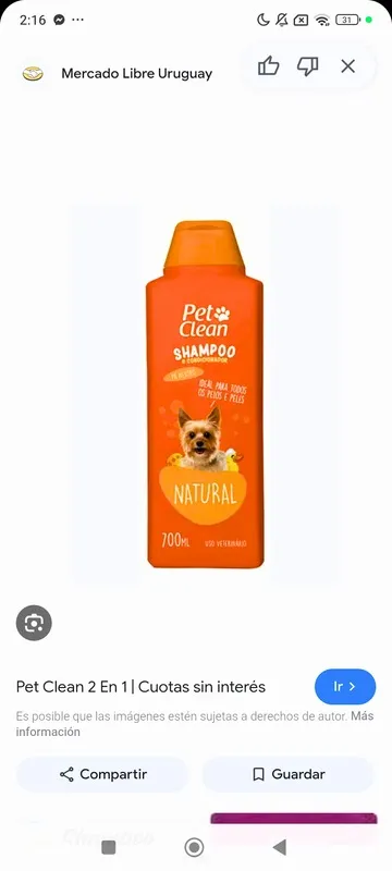 Empaque shampoo: PetClean Natural