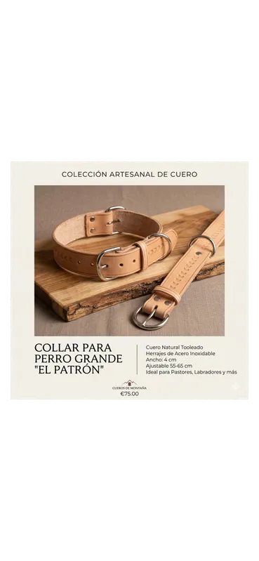 Empaque collar: Collar de cuero crema para perros