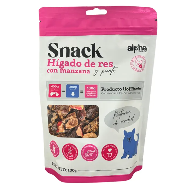 Empaque snack: Snack Hígado de Res con Manzana