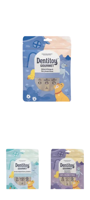Empaque snack: Dentitoy Gourmet barritas de pechuga de pato y ganado vacuno