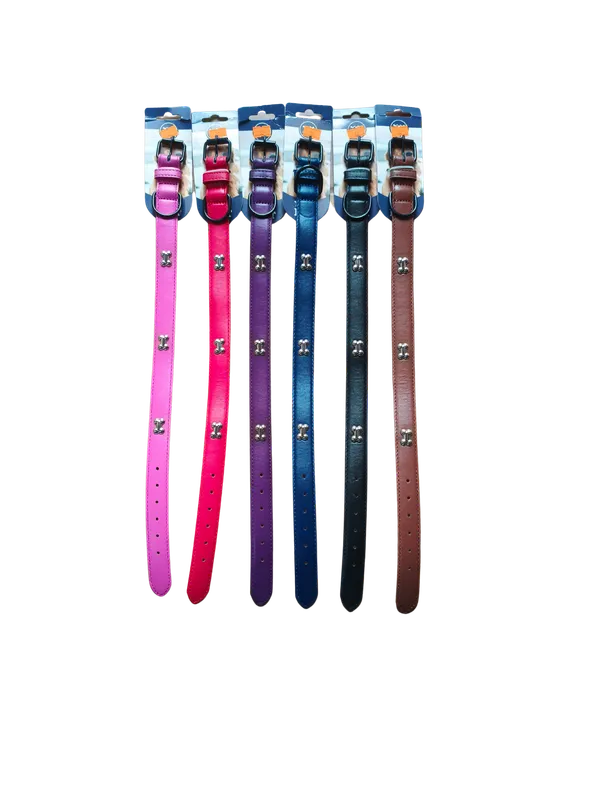 Empaque collar: Collar de cuero con detalles para perros reforzado