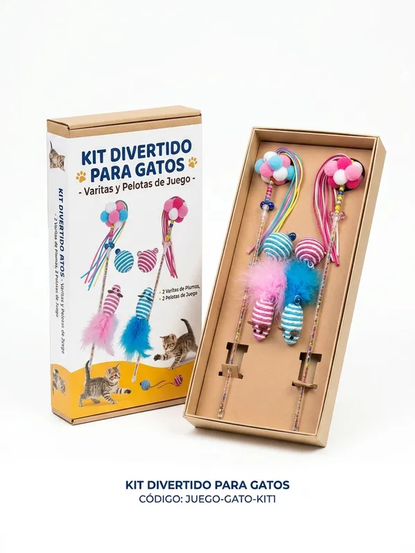 Empaque juguete: Kit divertido para gatos