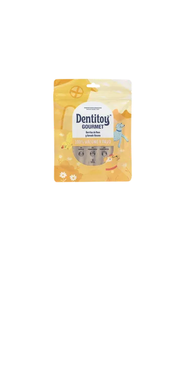 Empaque snack: Dentitoy Gourmet barritas de pavo y ganado vacuno